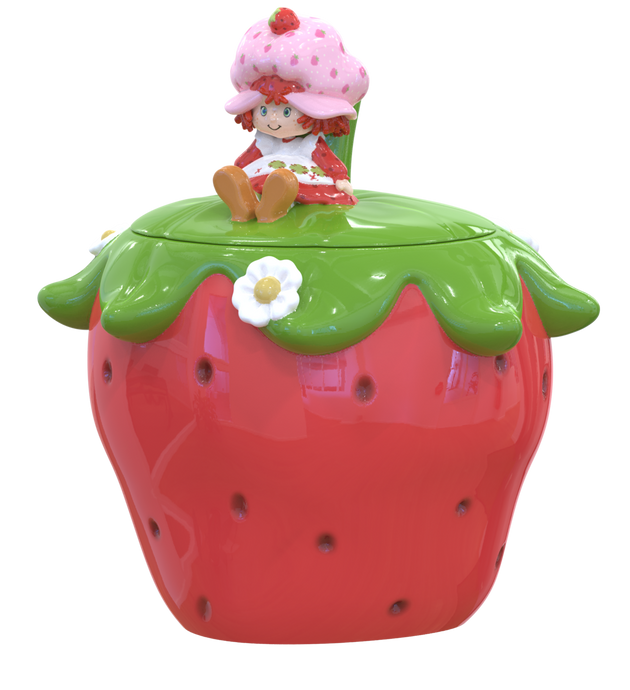 Strawberry Shortcake Sitting Small Sculpted Ceramic Cookie Jar