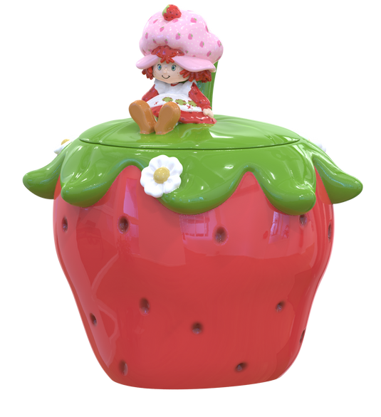 Strawberry Shortcake Sitting Small Sculpted Ceramic Cookie Jar