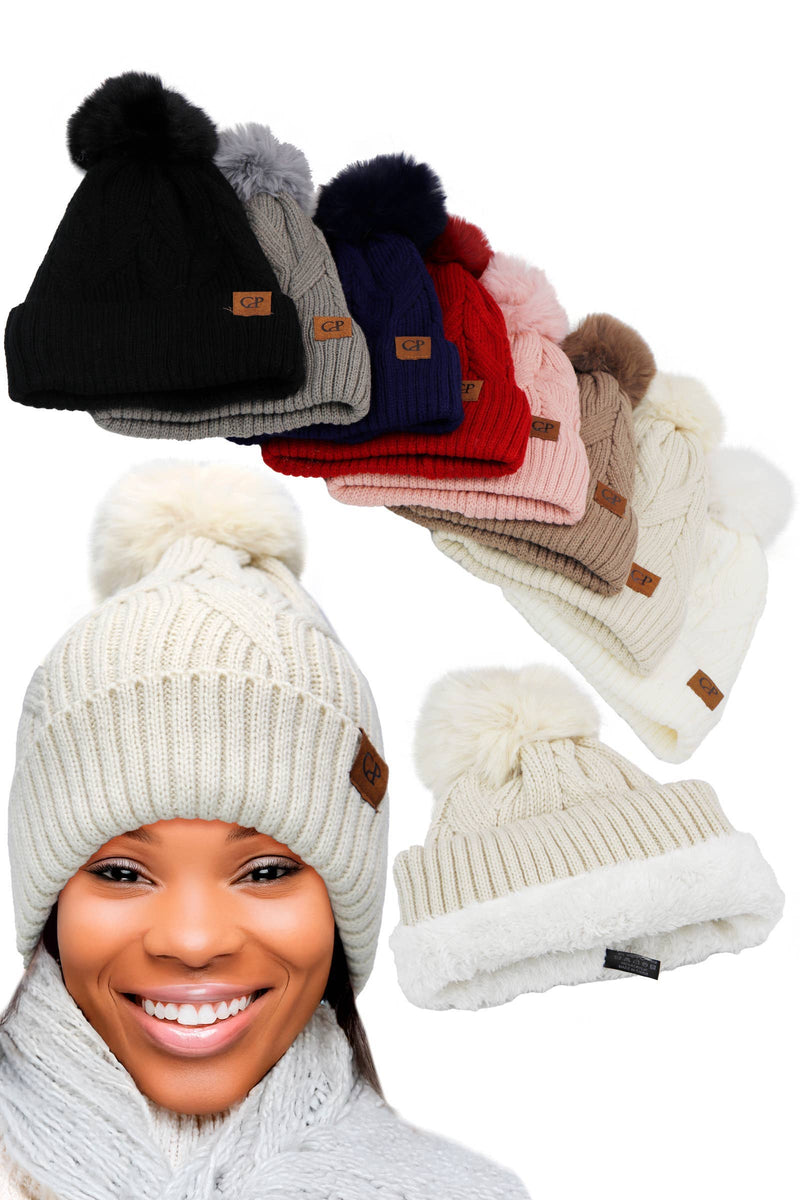 Chargez l'image dans la visionneuse de la galerie, Coil Chevron Knitted Fleece Lined Beanie
