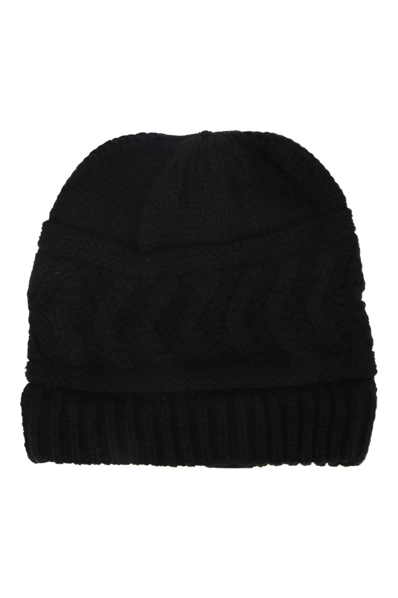 Load image into Gallery viewer, Classic Ponytail Chevron Cable Knitted Beanie

