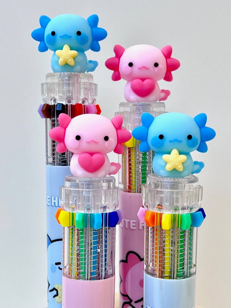 Load image into Gallery viewer, BC Mini Axolotl 10-Color Retractable 1 Single Ball Pen
