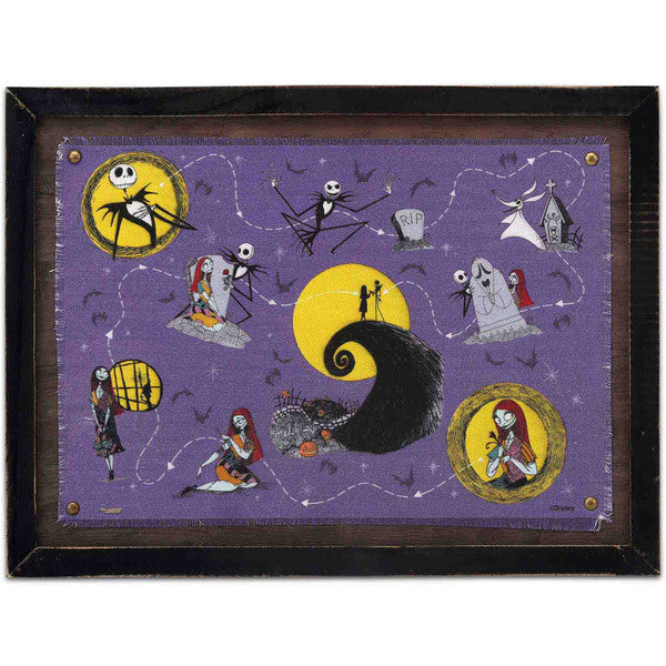 Load image into Gallery viewer, Open Road Brands The Nightmare Before Christmas Halloween Town Map Framed Canvas Wall Decor
