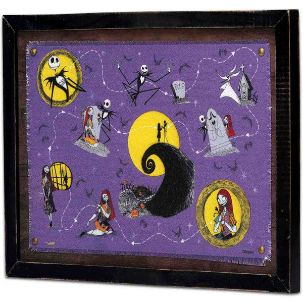 Load image into Gallery viewer, Open Road Brands The Nightmare Before Christmas Halloween Town Map Framed Canvas Wall Decor
