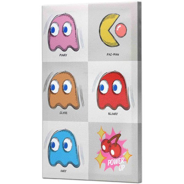 Open Road Brands Pac-Man - Bandai Namco Pac-Man Character Collage Canvas Wall Decor