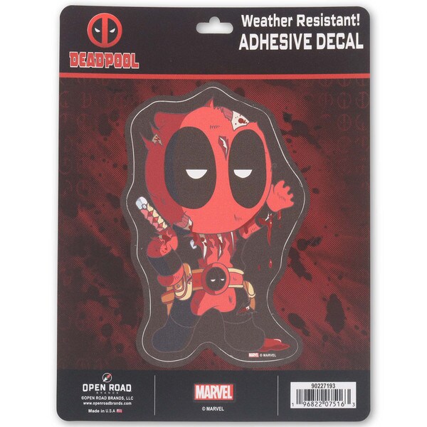 Cargue la imagen en el visor de la galería, Open Road Brands: Marvel Deadpool Cartoon Adhesive Decal
