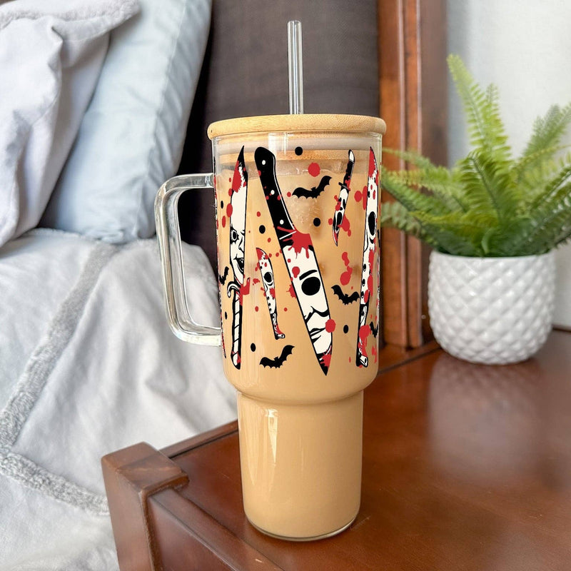 Load image into Gallery viewer, Spooky Splatter 40oz Glass Tumbler With Lid and Straw
