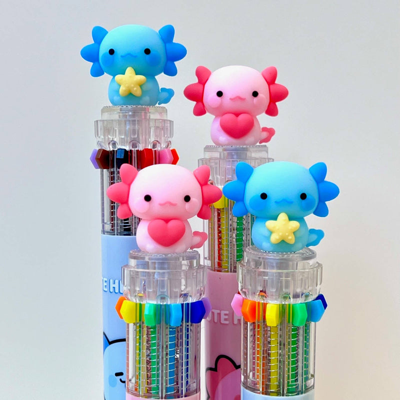 Load image into Gallery viewer, BC Mini Axolotl 10-Color Retractable 1 Single Ball Pen
