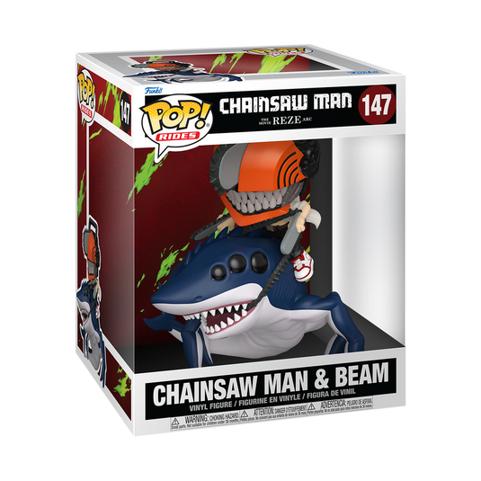 Funko POP! Ride Deluxe Animation: Chainsaw Man - Chainsaw Man & Beam Vinyl Figure