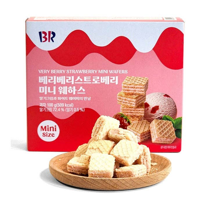 Cargue la imagen en el visor de la galería, Baskin Robbins Very Berry Strawberry Mini Wafers – 100g (Korea)
