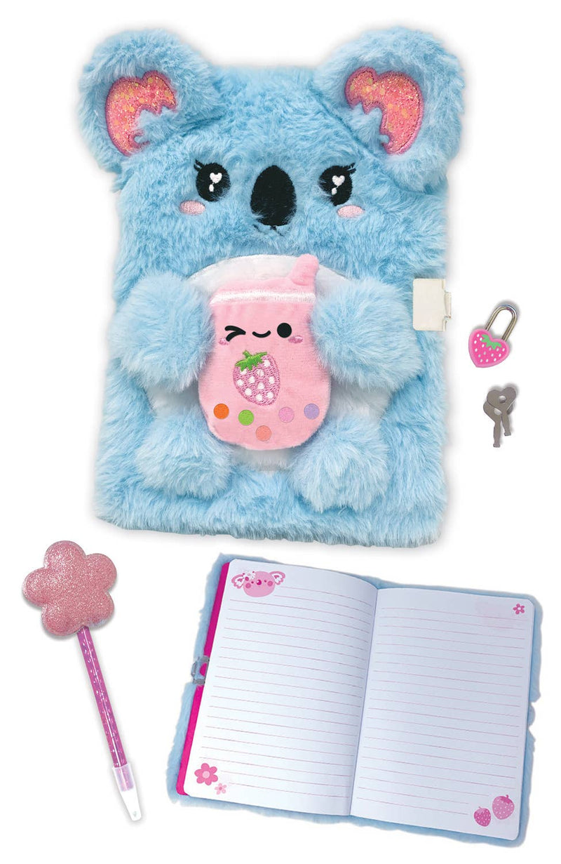 Cargue la imagen en el visor de la galería, Hot Focus Koala - Fuzzy Diary with Lock and Keys Journal
