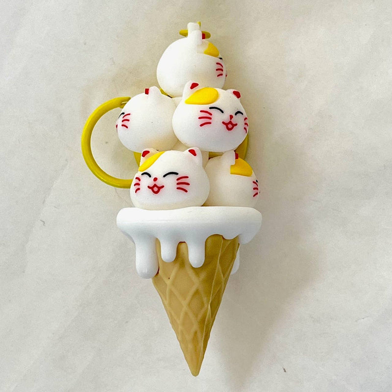 Cat Cone Family Key Charm Keychain