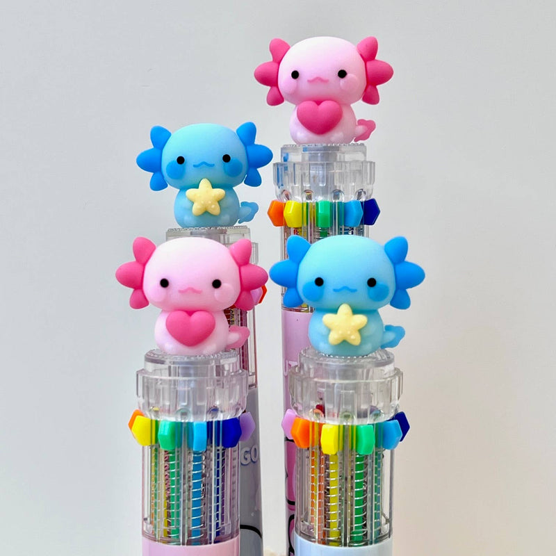 Load image into Gallery viewer, BC Mini Axolotl 10-Color Retractable 1 Single Ball Pen
