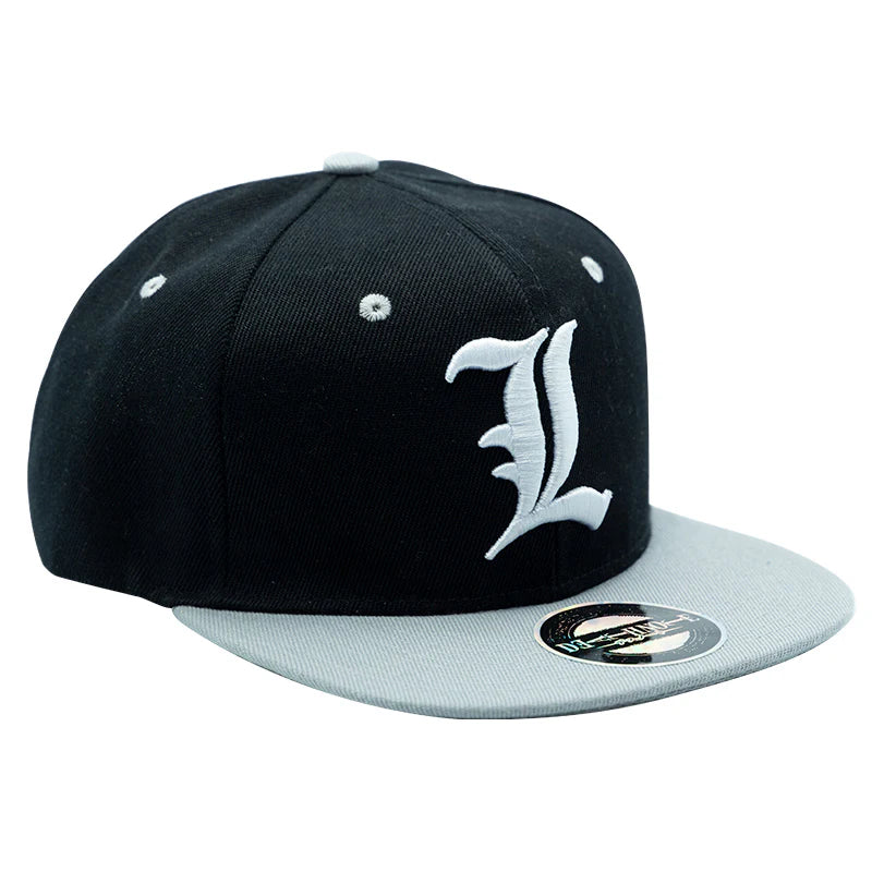 Cargue la imagen en el visor de la galería, Abysse America Death Note - "L" Snapback Black &amp; Grey One Size Hat
