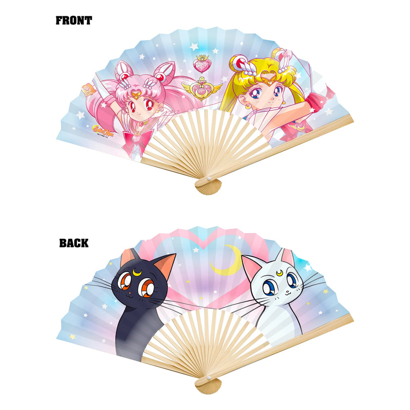 Chargez l&#39;image dans la visionneuse de la galerie, Abysse America Sailor Moon - Sailor Moon &amp; Cats Folding Fan 17.7&quot; Across Fan
