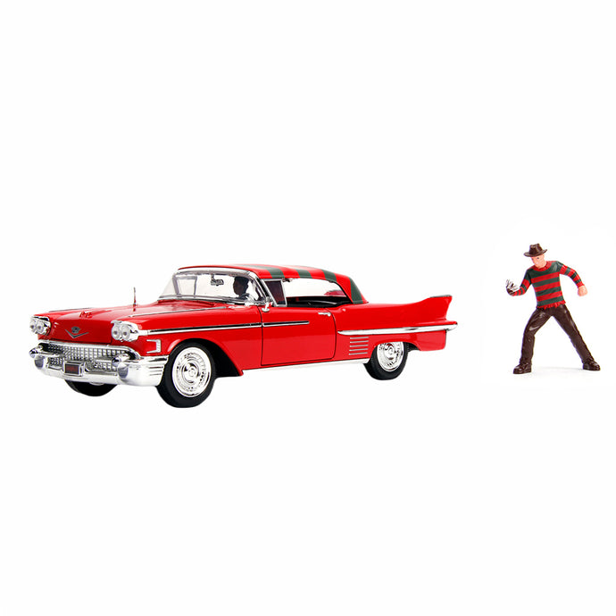 Hollywood Rides: Pesadilla en Elm Street - Cadillac Serie 62 Rojo con figura de Freddy Krueger, Jada Toys