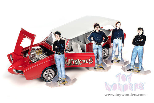 Auto World Silver Screen Machines - Monkeemobile with Four Monkees 1966 1/18 Scale Diecast Model Car