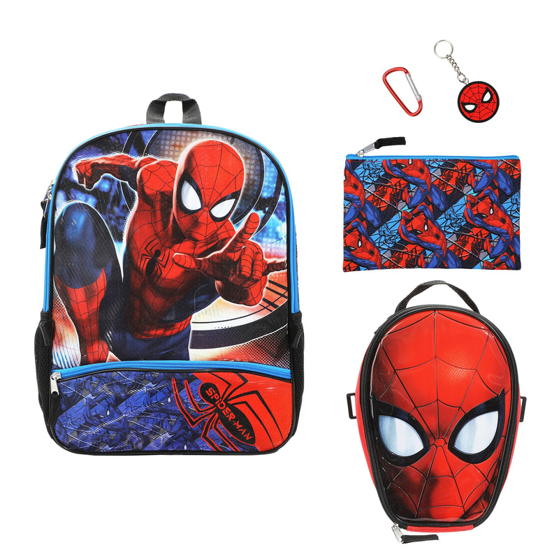 Chargez l'image dans la visionneuse de la galerie, Bioworld Marvel - Spiderman Swinging 5-Piece 16" Backpack With Lunch Kit

