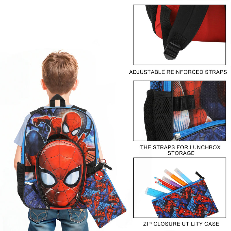 Chargez l'image dans la visionneuse de la galerie, Bioworld Marvel - Spiderman Swinging 5-Piece 16" Backpack With Lunch Kit
