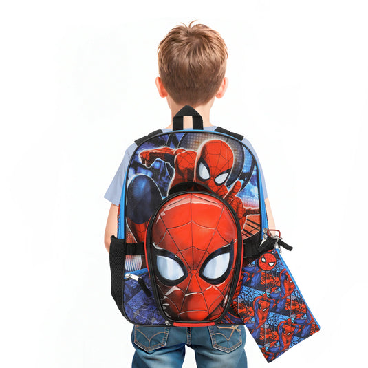 Bioworld Marvel - Spiderman Swinging 5-Piece 16" Backpack With Lunch Kit