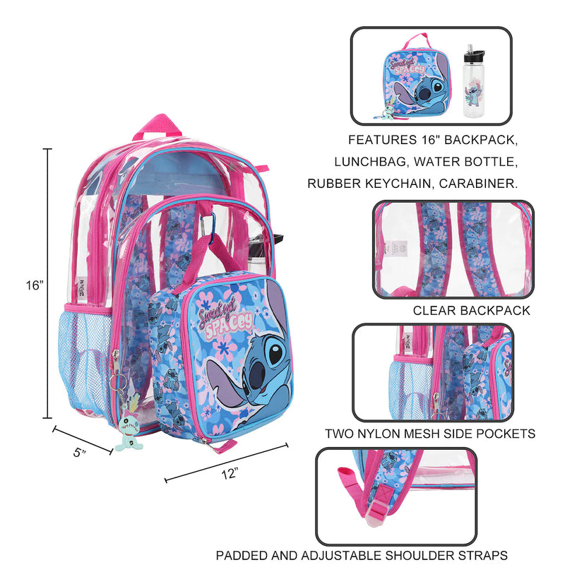 Load image into Gallery viewer, Bioworld Disney Lilo &amp; Stitch - Sweet Yet Spacey 5-Piece 16" Backpack With Lunch Kit
