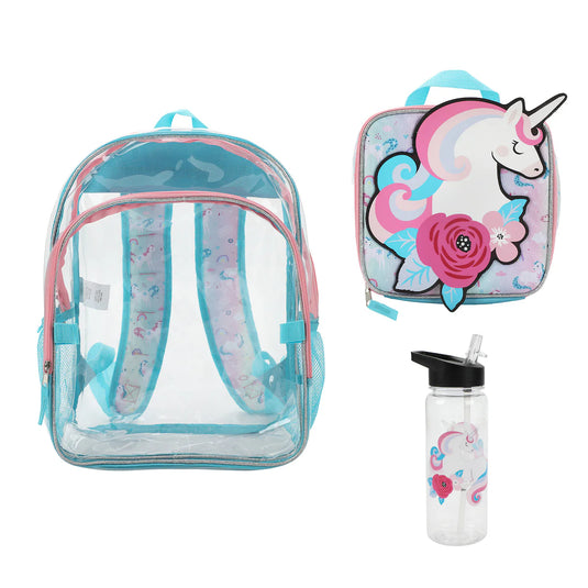 Unicorn - 3-Pieces Backpack & Lunchbox Set With Water Bottle