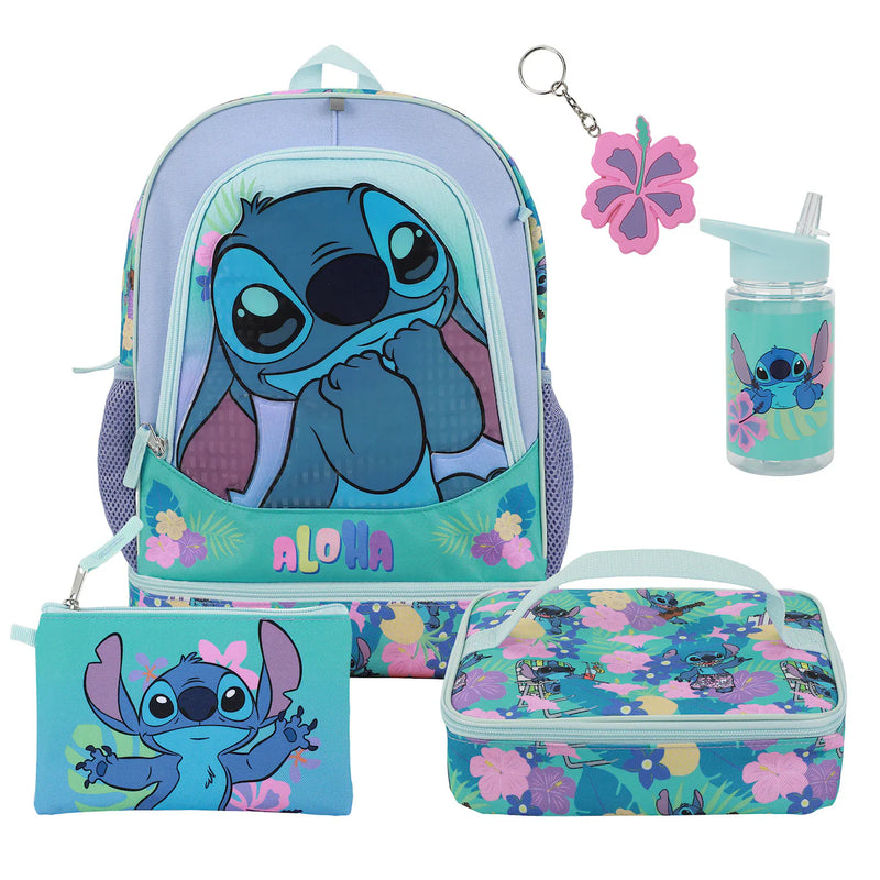 Cargue la imagen en el visor de la galería, Bioworld Disney Lilo &amp; Stitch - Aloha 5-Piece 16" Backpack With Lunch Kit
