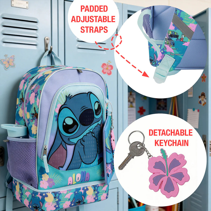 Cargue la imagen en el visor de la galería, Bioworld Disney Lilo &amp; Stitch - Aloha 5-Piece 16" Backpack With Lunch Kit
