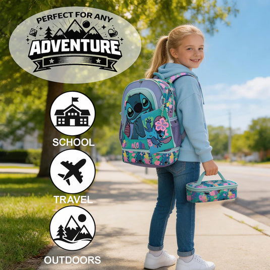 Bioworld Disney Lilo & Stitch - Aloha 5-Piece 16" Backpack With Lunch Kit