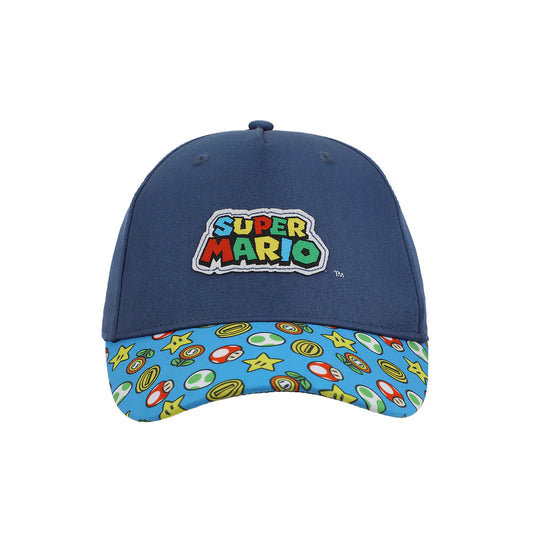 Bioworld Super Mario Bros - Logo & Power-Ups Youth Blue Hat