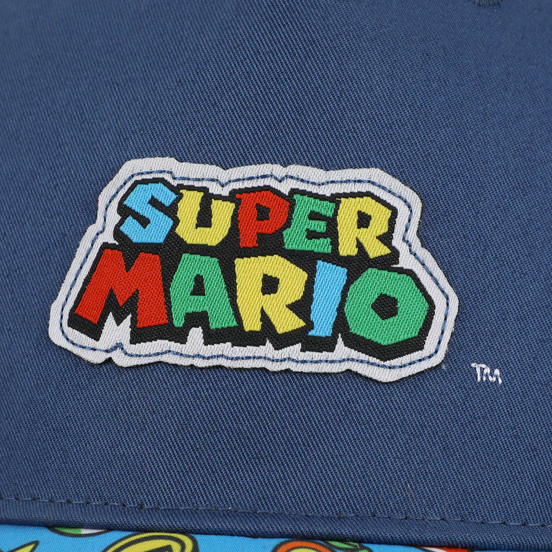 Cargue la imagen en el visor de la galería, Bioworld Super Mario Bros - Logo &amp; Power-Ups Youth Blue Hat
