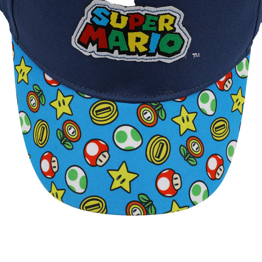 Bioworld Super Mario Bros - Logo & Power-Ups Youth Blue Hat
