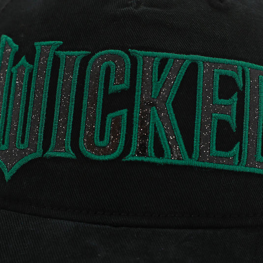 Disney Wicked - Glitter Print Logo Women's Black Curved Bill Snapback Hat