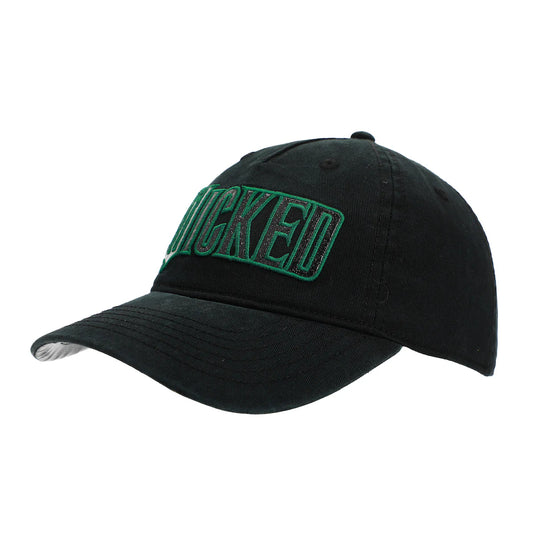 Disney Wicked - Glitter Print Logo Women's Black Curved Bill Snapback Hat
