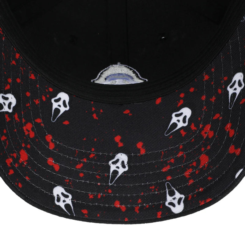 Cargue la imagen en el visor de la galería, Bioworld Ghostface - Character Embroidered AOP Men's Black Snapback Hat
