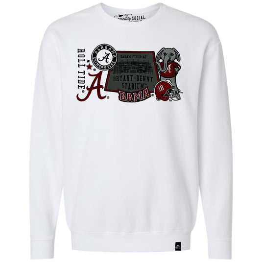 Alabama Crimson Tide - NCAA Layer Patch LAN Crewneck Long Sleeve