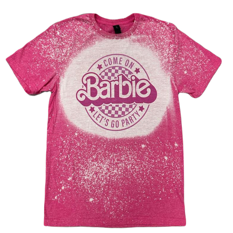 Barbie- Come On Barbie Let's Go Party Bleached Tie Dye T-Shirt