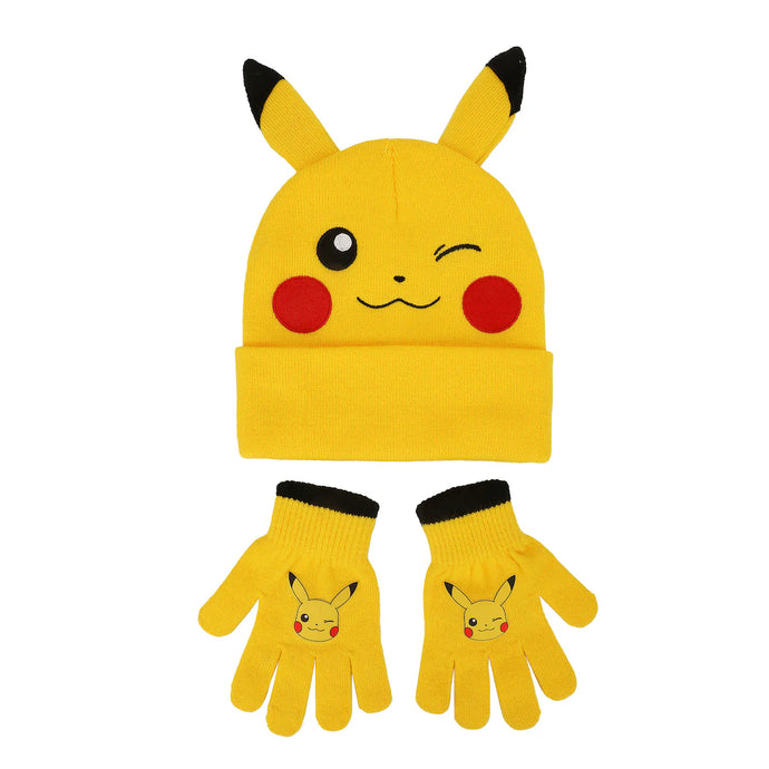 Pokemon Pikachu - Youth Beanie & Gloves Combo Set