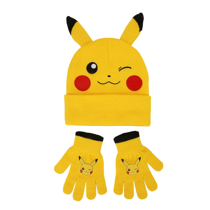 Cargue la imagen en el visor de la galería, Pokemon Pikachu - Youth Beanie &amp; Gloves Combo Set
