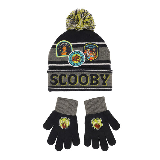 Bioworld Scooby-Doo Super Sleuth Badges Youth 2-Piece Knit Beanie & Gloves Set