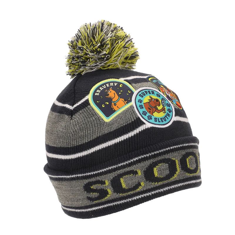 Cargue la imagen en el visor de la galería, Bioworld Scooby-Doo Super Sleuth Badges Youth 2-Piece Knit Beanie &amp; Gloves Set
