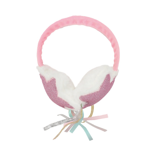 Bioworld Sparkly Stars - 2-Piece Youth Pink Plush Ear Muffs & Gloves Set