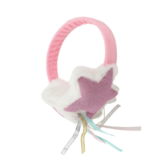 Bioworld Sparkly Stars - 2-Piece Youth Pink Plush Ear Muffs & Gloves Set