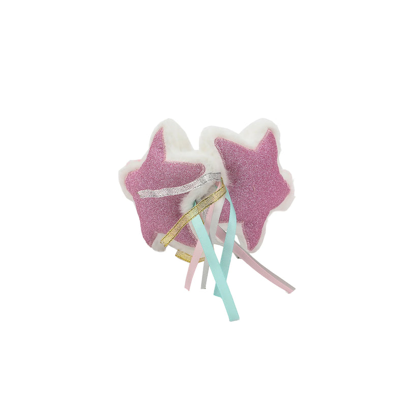 Chargez l'image dans la visionneuse de la galerie, Bioworld Sparkly Stars - 2-Piece Youth Pink Plush Ear Muffs &amp; Gloves Set
