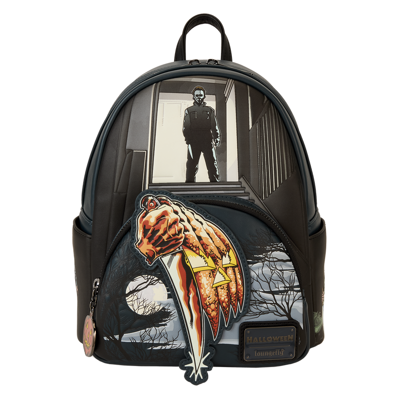 Cargue la imagen en el visor de la galería, Loungefly Halloween - Michael Myers Jack-O&#39;-Lantern Glow Mini Backpack
