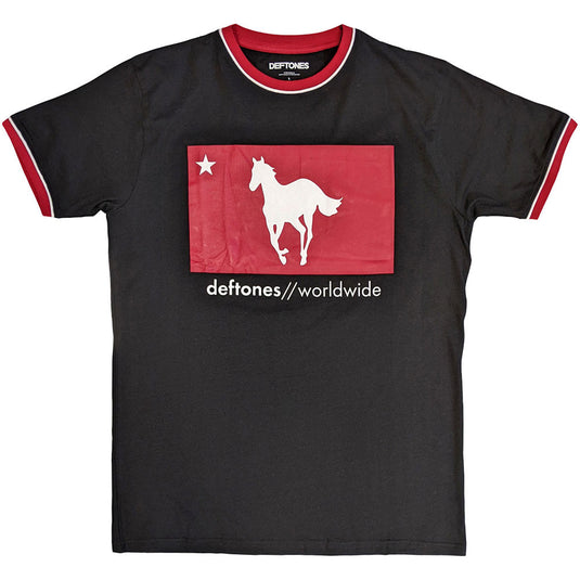 Deftones - Ringer Star & Pony Unisex Black T-Shirt