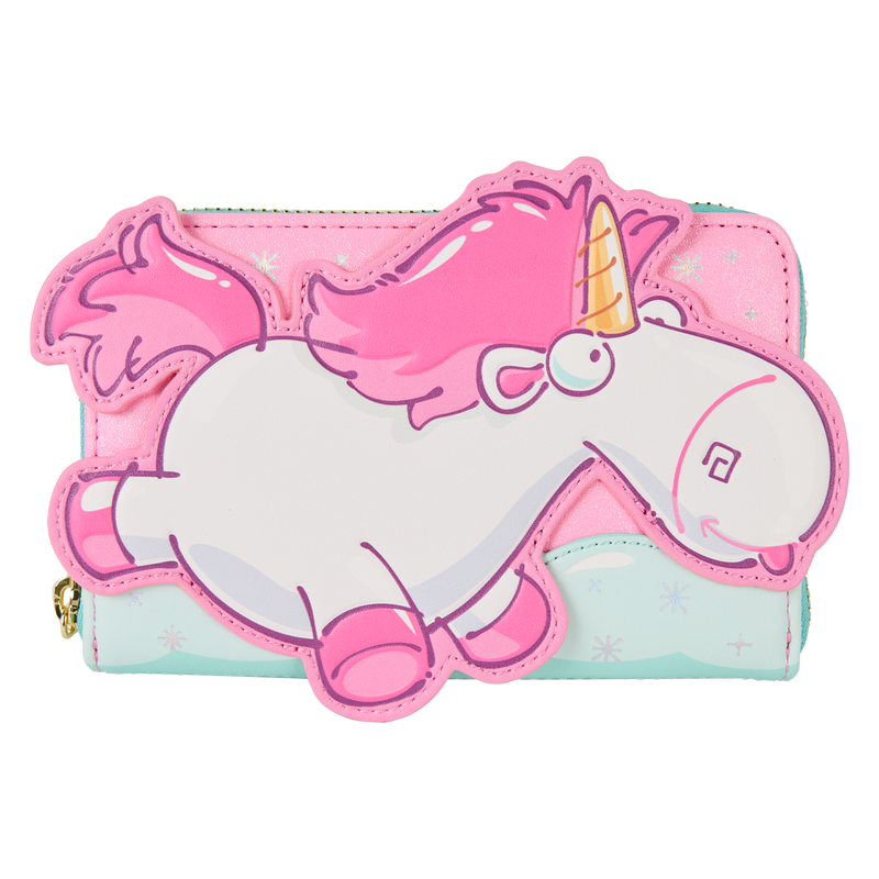 Chargez l&#39;image dans la visionneuse de la galerie, Loungefly Minions -  Fluffy Unicorn Rainbow Glitter Zip Around Wallet
