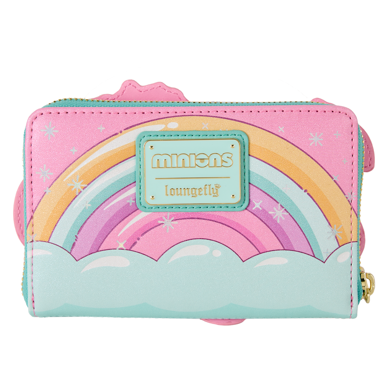 Chargez l&#39;image dans la visionneuse de la galerie, Loungefly Minions -  Fluffy Unicorn Rainbow Glitter Zip Around Wallet
