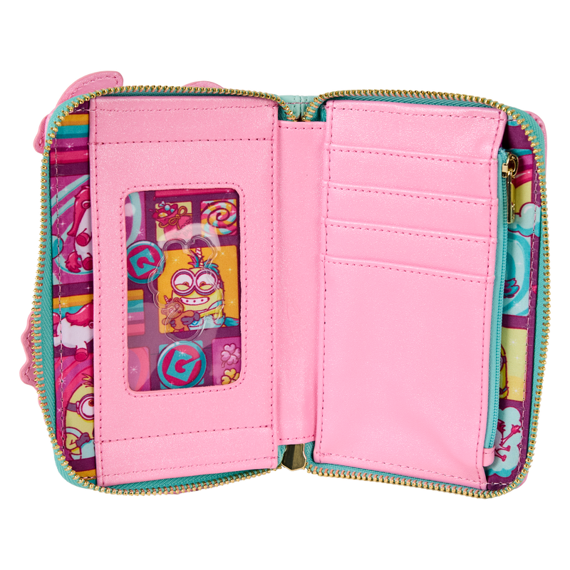 Chargez l&#39;image dans la visionneuse de la galerie, Loungefly Minions -  Fluffy Unicorn Rainbow Glitter Zip Around Wallet
