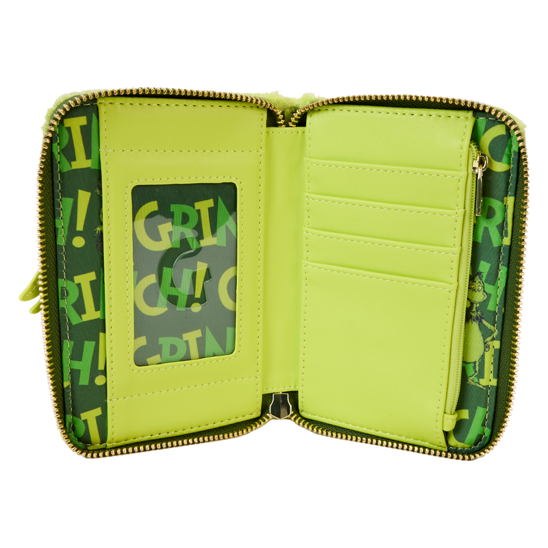 Cargue la imagen en el visor de la galería, Loungefly Dr. Seuss - How the Grinch Stole Christmas! Plush Cosplay Glow Zip Around Wallet
