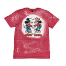 Disney - Camiseta blanqueada con corazón de Mickey y Minnie Mouse